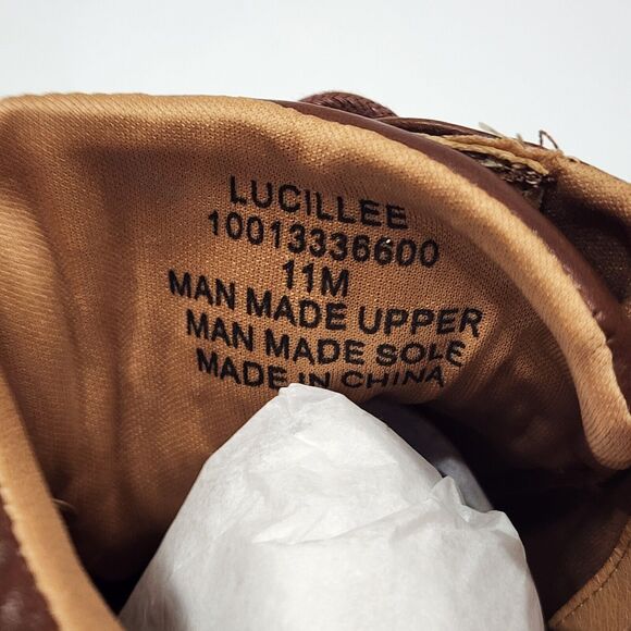 Style & Co Lucillee Ankle Boots 11 M Brown Faux Leather Pointed Toes Block Heels - Picture 9 of 12